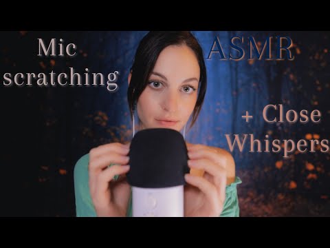 ASMR Mic Scratching with Close Whispers (things that make me excited about Autumn)🍂🍁soft and slow💤