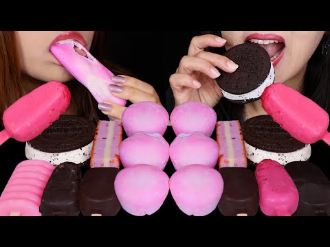 ASMR BLACK PINK CAKE BARS, MINI DOVE ICE CREAM BARS, STRAWBERRY MOCHI ICE CREAM, CHEESECAKE 먹방