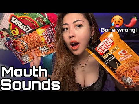 ASMR trying asian snacks (gone wrong! - way too spicy!! 🥵😭🌶️) MOUTH SOUNDS