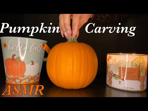 🎃 ASMR 🎃 Pumpkin Carving | Tapping | Tracing (No Talking) 🤫🕯️🍂