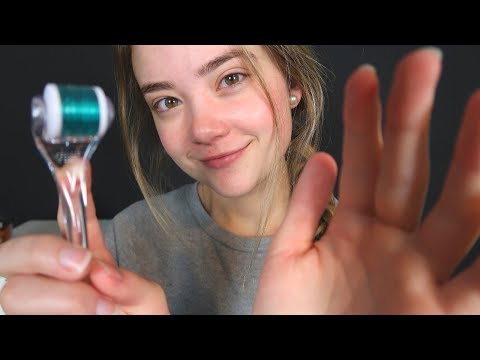 ASMR SPA MICRONEEDLING FACIAL ROLEPLAY! Face Rolling, Liquid Sounds, Tapping, Whispering