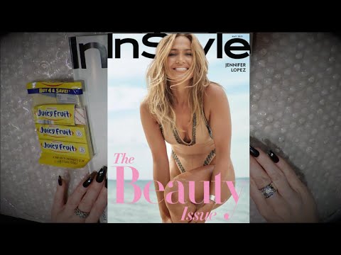 ASMR Gum Chewing Magazine Flip Through | Jennifer Lopez | Whispered Ramble