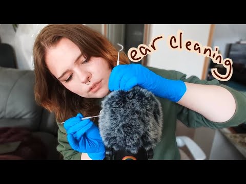 ASMR cleaning your VERY hairy ears (gloves, rummaging around, mic plucking, ear to ear)