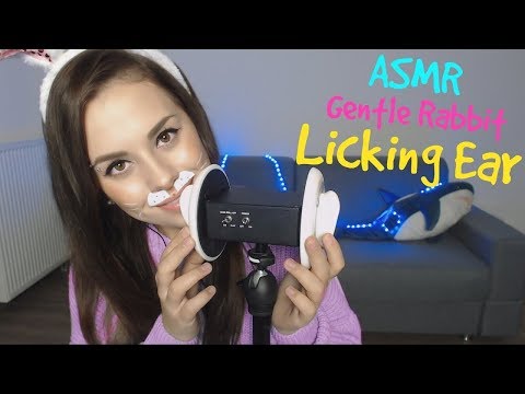 ASMR | Gentle rabbit licking ear 🐰 | Нежный кролик лижет ушки 🐰 | ASMR HoneyGirl