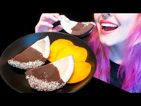 ASMR: Crunchy Chocolate Dipped Coconut Slices | Xmas Treat ~ Relaxing Eating Sounds [No Talking|V] 😻