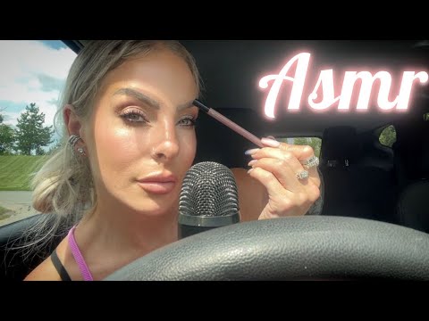 ASMR Whispering & Face Tracing On Myself In My Car & Whisper Ramble 🚘 Let’s Relax Together