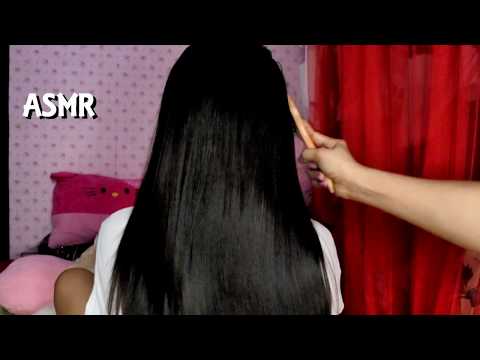 ASMR Hair Brushing Black Long Hair Relaxing SOunds