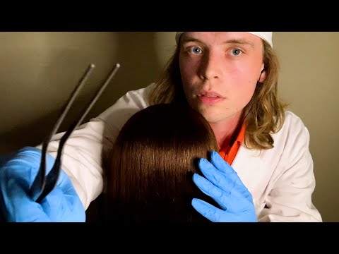 ASMR Lice Check & Removal (scalp exam, ear to ear, doctor roleplay, whispering)