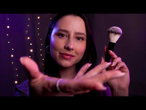 ASMR Brushing your face until you fall asleep 🖌😴 mouth sounds, tktk, blink slowly, layered sounds
