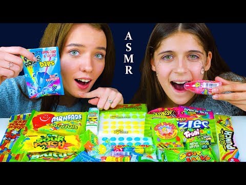 ASMR TRYING SUPER SOUR EXTREME CANDY (Gummy Candy, Buttons, Sour Patch, Juicy Drop) 먹방