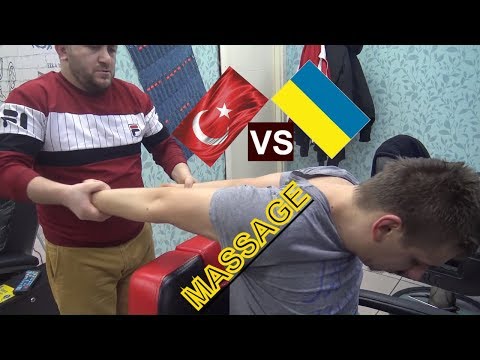 ASMR MASSAGE= TURKEY vs UKRAINE MASSAGE = steam and toksen = head , back , arm , face massage