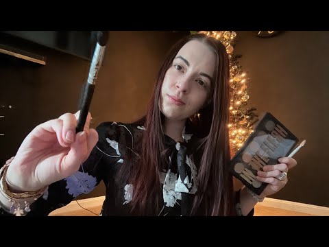ASMR Role Play: Goth Girl Does Your Makeup (brushing and real makeup sounds)