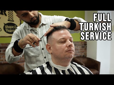 ASMR Turkish Barber Service : Head & Face Shave (Scissors, Comb, and Head Massage)