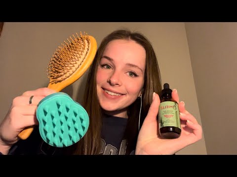 ASMR scalp treatment and hair brushing💇‍♀️💆‍♀️🎀