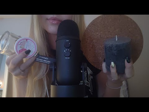 ASMR SLOW Tapping! Cork + glass + lipstick + whispers