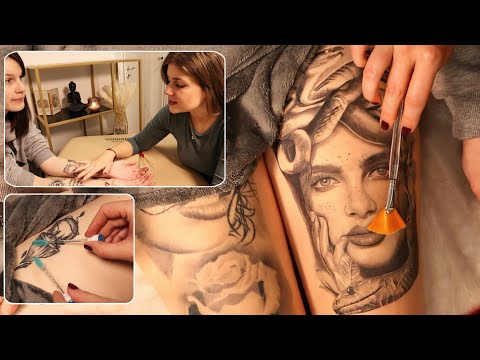 Asmr [Real Person] Full Body Tattoo Tracing & Massage for deep sleep | Skin Exam (deutsch/german)