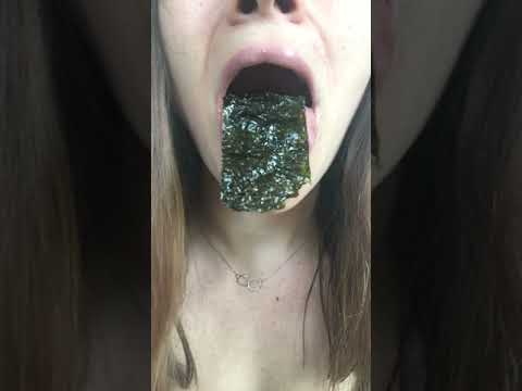 ASMR Under the Sea themed SNACK tasty crunchy dried seaweed salty  satisfying mouth sounds #shorts