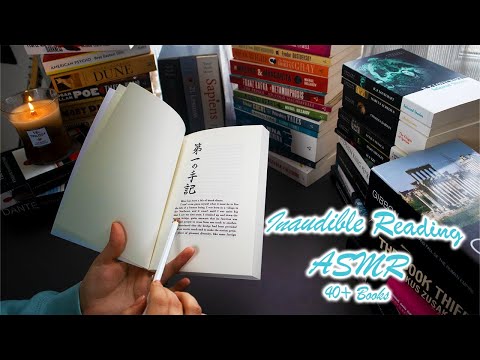 ASMR INAUDIBLE READING📚 - My 40+ Book Collection | whispering, page turning, word tracing *1h*