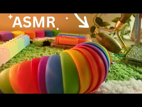 ASMR Colorful Triggers, Long Nail Tapping, Jade Roller on Slug , Scratching Phone Case, No Talking