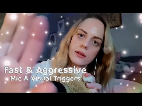 ASMR | Fast & Chaotic Mic & Visual Triggers + Aggressive Tapping w/ Mouth Sounds (no talking)