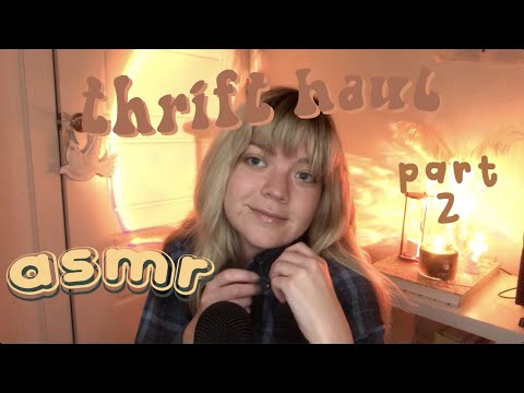 ASMR fall thrift haul pt 2 ~ try-on 🧡✨ flannels, pants & more (fabric scratching)