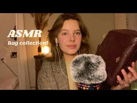 ASMR bag collection PART 1 (leather tapping, scratching, whispering)
