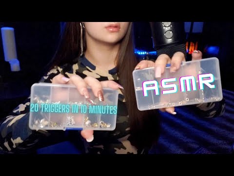ASMR 20 Mic Triggers In 10 Minutes Whispered, Long Nail Tapping, Scratching, Fast And Aggressive