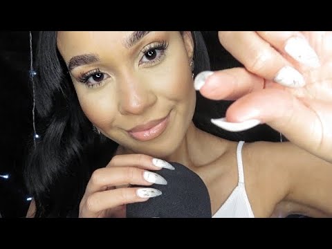 ASMR MIC SCRATCHING w/ Long Nails & TINGLY TRIGGERS (PLUCKING,POKING, MOUTH SOUNDS) ♡