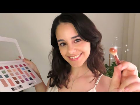 ASMR Friend does your MAKEUP to cheer you up💕 Fast paced personal attention roleplay