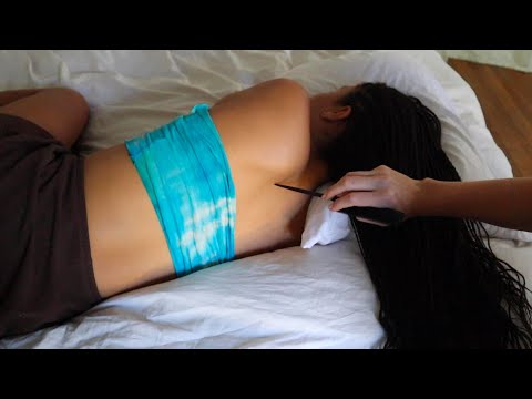 ASMR back tracing and gentle scratching on Adrianna (whisper)