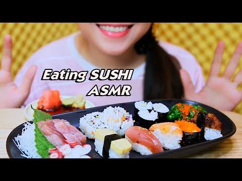 ASMR Eating sushi and sashimi, eating sound,mukbang| LINH-ASMR
