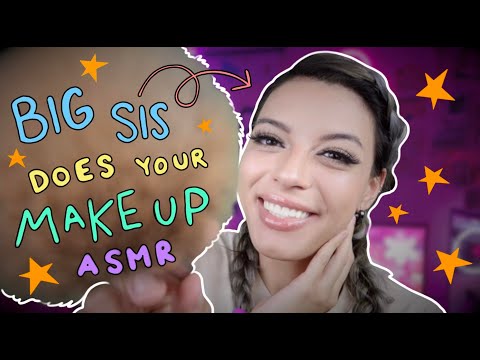 ASMR | Big Sister Does Your Makeup! 💄 (Thunderstorm, Whisper, Candy Eating)
