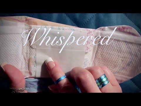 ASMR Whispered show & tell of Ladies napkins🤭🤫 Sticky adhesive sounds/paper & plastic crinkles