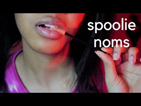 [ASMR] spoolie nibbling & inaudible/audible whispering (INTENSE mouth sounds)