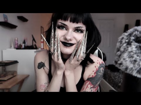 ASMR | Triggers w/ Long Silver Nails ✨ visuals, tapping, mouth sounds, mic brushing etc