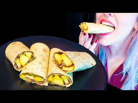 ASMR: Sweet Breakfast Wraps w/ Mango & Nutella ~ Relaxing Eating Sounds [No Talking|V] 😻