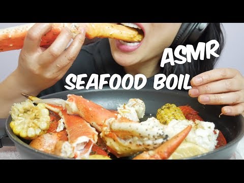 ASMR KING CRAB + LOBSTER CLAWS (Seafood Boil) EATING SOUNDS | SAS-ASMR No Talking