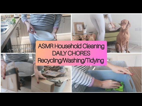 ASMR Household Cleaning - Daily Chores - Recycling/Washing/Tidying
