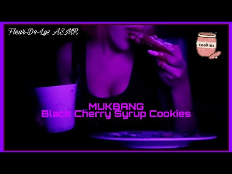 Lo-Fi MUKBANG ASMR 🤫NO TALKING🤫 | Black Cherry Syrup 🍒 Homemade Cookies 🍪 (JUICY & MESSY!!) 💜