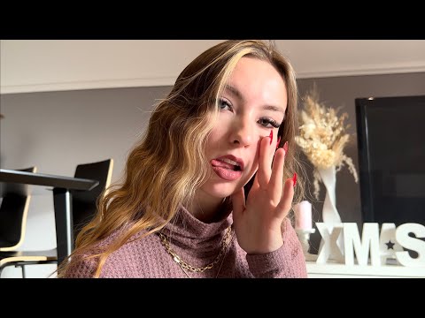 ASMR but CLOSE-UP tapping with mouth sounds👅
