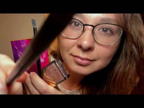 asmr eyebrow color matching (makeup application, spit wiping, observing, close and personal)