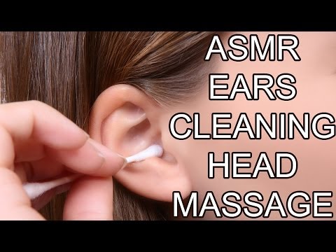 ASMR - Ears Cleaning Role Play Head Massage. Binaural ear to ear whispers