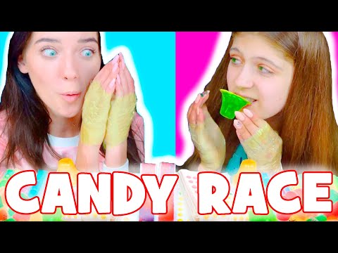 ASMR Candy Race, Wax Sticks, Jello Cups, Gummy Straws Mukbang