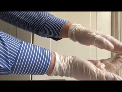 .::ASMR::. Lotion hand massage with latex gloves