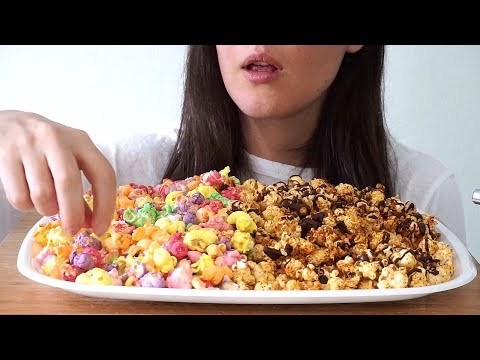 ASMR Eating Sounds: Popcorn | Collaboration With Elena Eats (Whispered)