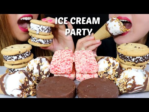 ASMR ICE CREAM PARTY (Crunchy Chocolate, King Cones) 아이스크림 리얼사운드 먹방 アイスクリーム | Kim&Liz ASMR