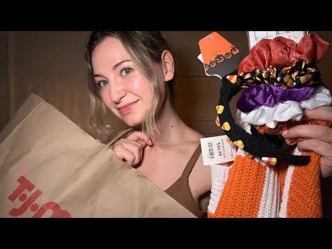 ASMR Cozy Fall TJMAXX Haul 🎃 🍁 |  Fabric Sounds, Gentle Tapping & Scratching, Relaxing Whispers