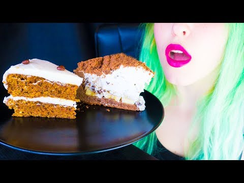 ASMR: Buttery Carrot Cake & Creamy Molehill | My Birthday Cakes! ~ Relaxing Eating Sounds [V] 😻