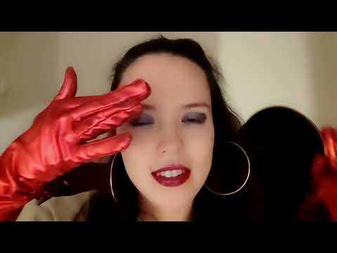 ASMR leather gloves Lipgloss application Mouth sounds Whisper sound