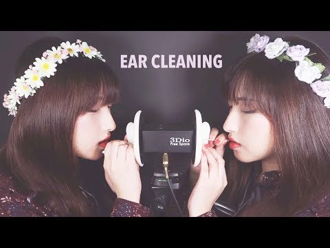 ASMR. Twin Ear Cleaning w/Cotton Swabs (feat. Mouth Sounds)